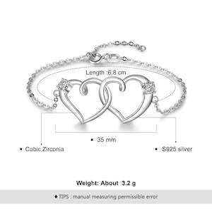 Women Bracelets: Adjustable Intertwined Heart Bracelet for Women