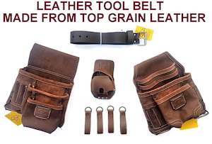 accessories: TOOL BELT- BROWN HEAVY DUTY LEATHER SLIDE & SWAP ON BELT FOR 33" TO 45" INCH