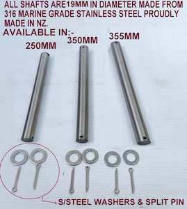 Jockey Wheel/jockey Stand/pins/shaft/ U-bolts/mudguard: 19MM 316 MARINE GRADE STAINLESS PINS/SHAFT FOR BOAT TRAILERS ROLLERS
