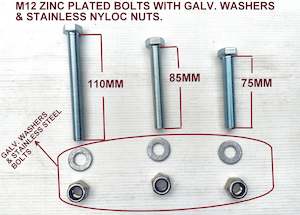 BOLTS- 'M12 X ZINC PLATED 8.8 GRADE BOLT WITH GALVANIZED WASHERS & NYLOC ST&hellip;