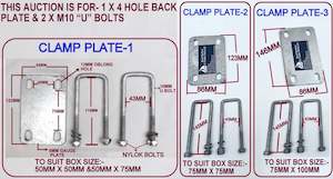 Stainless Steel Pins Jockeywheel U Bolts: CLAMP PLATE FOR WOBBLY ROLLER SET WITH M10 'U' BOLTS TO CLAMP ANY BOX SIZE OF YOUR TRAILER