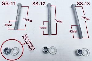M12 X GALVANIZED BOLT NULOK NUT / WASHER