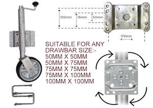Stainless Steel Pins Jockeywheel U Bolts: JOCKEY WHEEL WITH 8" WHEEL 2000LBS OR 900 KG CAPACITY