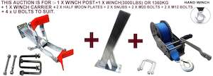 Coupler Winches Winch Post Bearing Buddy: WINCH POST + 2 X LARGE HALF MOON PLATE + 3000LBS WINCH FOR BOAT TRAILERS.