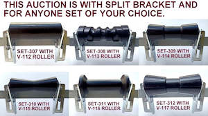 Polyurethane Rollers: BOAT TRAILER KEEL ROLLER WITH SPLIT BRACKET, 'U' BOLTS & 16MM SHAFT