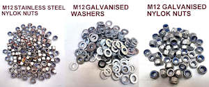 Rubber Rollers: M12 STAINLESS STEEL/ GALVANISED NYLOK NUTS & WASHERS