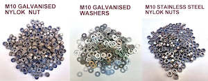 Rubber Rollers: M10 STAINLESS STEEL/ GALVANISED NYLOK NUTS & WASHERS
