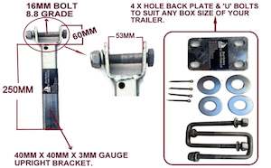 Jet Ski Rollers Assembly: WOBBLE ROLLER ASSEMBLY UPRIGHT BRACKET WITH BACK PLATE AND ‘U’ BOLTS