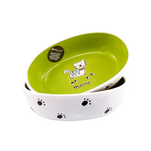 Equipment: Petrageous: Silly Kitty Oval Lime Green Bowl