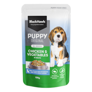 Canned Pouches: BlackHawk Puppy Wet - Chicken and Vegetable Pouch Med/Lrg Breed 130gram
