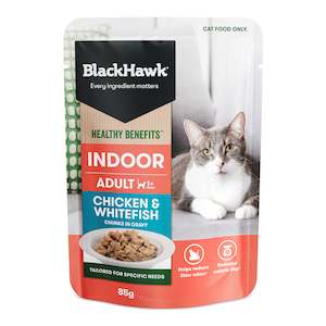 Canned Pouches: BlackHawk: Cat Indoor Healthy Benefits Chicken, Fish, Gravy Pouch