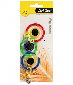 Aviary Birds: AviOne: Bird Toy Triple Ring With Mirror With Bell - 21cm