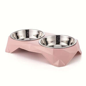 Twin Stainless Steel Pet bowl - Pink