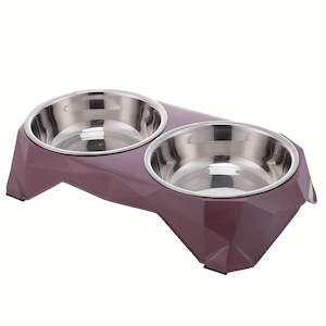 Twin Stainless Steel Pet bowl - Purple
