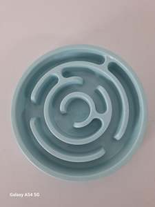 Dog Slow feeder bowl 200mm dia x 36mm deep - Light Blue