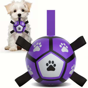 Dogs: Dog Soccer Ball Durable Rubber with Straps