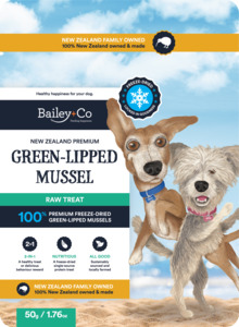 Dogs: Bailey and Co Freeze Dried NZ Green Lip Mussel - 50gram