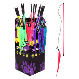 Pet One Cat Toy Wand Worm With Bell 50cm Mix Colour