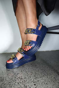 Sandals: Minx - Becca // Ink/Gold Chain