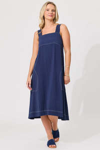 Clothing: Lemon Tree - Gabi Linen Dress // French Navy