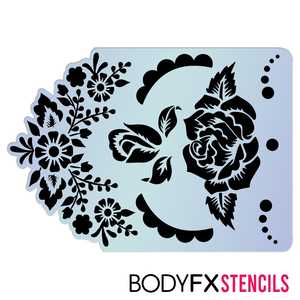 Sugar Skull Floral Stencil