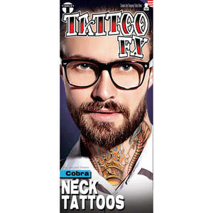 Face Neck Hand Tattoos: Temporary Tattoos- Cobra Neck Tattoo