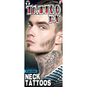 Face Neck Hand Tattoos: Temporary Tattoos- Vandal Neck Tattoo