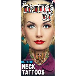 Face Neck Hand Tattoos: Temporary Tattoos- Moth Neck Tattoo