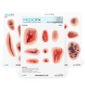 19 Trauma Stick On Moulage Sheets: Sheet Trauma 25 Wounds