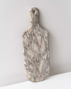 Kitchen Dining Bowls Platters: MARBLE CHEESE BOARD - CREAM/GREY