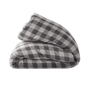 Duvet Covers: Licorice Gingham Duvet Cover