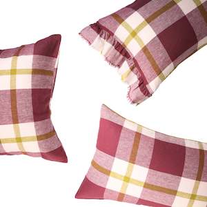 Pillowcases: Plum Check Pillowcase Sets