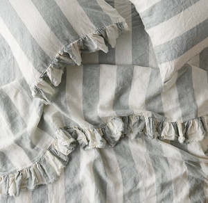 Fog Stripe Ruffle Flat Sheet