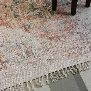 Homewares: Kashan Style Stonewashed Rug in Apricot Verde
