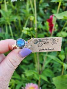 Boho Jewellery: Labradorite in Stirling Silver Size 7