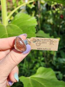 Boho Jewellery: Sunstone in Stirling Silver Size 8.5