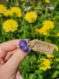 Boho Jewellery: Charoite in Stirling Silver Size 7.5