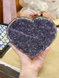 Large Polished edge amethyst heart