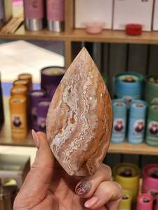 One Of A Kind Finds: Pink crazy lace agate flame "Shan"