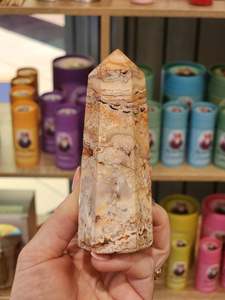One Of A Kind Finds: Pink crazy lace agate tower "Barb"