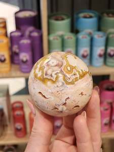 One Of A Kind Finds: Pink crazy lace agate sphere "Paula"