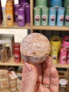 One Of A Kind Finds: Pink crazy lace agate sphere "Judy"