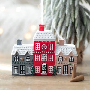 Homeware Incense Burners: Christmas Village Resin Incense Cone Holder