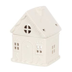 Homeware Incense Burners: White Gingerbread House Ceramic Oil Burner