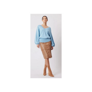 Products: OnceWas - Getty Balloon Sleeve Cashmere Jumper Boho Chic