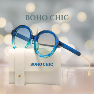 Products: BOHO CHIC - AZURE BLUE/OMBRE MOTTLED ROUND FRAME SUNGLASSES Boho Chic