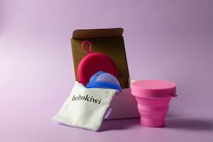bohokiwi Menstrual Disc, Pink Round Disc Carrier Case & Steriliser Set