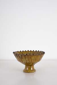 The Green Space: Moroccan Mustard Zig Zag Pedestal Bowl - Medium