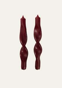 Candles: Broste Twist Candle - Burgundy - Set of 2