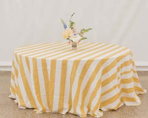 Table Linen: Beeswax & White Stripe Round Tablecloth